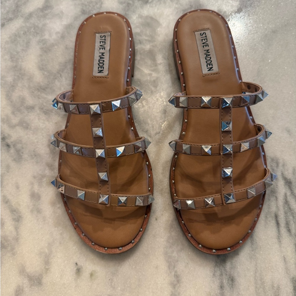 Steve Madden Brown Studded Sandals